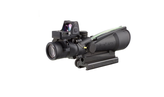 Trijicon ACOG® 3.5x35 Scope, Dual Illuminated Green Chevron .223 Reticle w/ Colt® Knob Thumbscrew Mount & 3.25 MOA Red RMR® Adjustable LED Type 2
