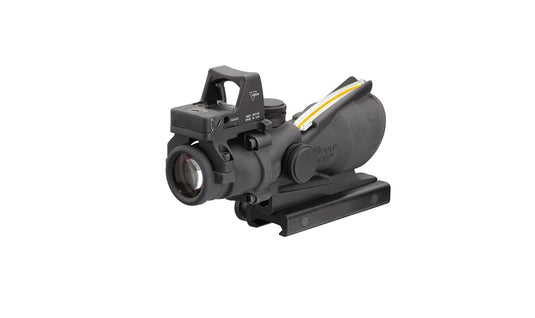 Trijicon ACOG® 4x32 Scope, Dual Illuminated Amber Crosshair .223 Reticle w/ Colt® Knob Thumbscrew Mount & 3.25 MOA Red RMR® Automatic LED Type 2