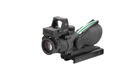 Trijicon ACOG® 4x32 Scope, Dual Illuminated Green Chevron .223 Reticle w/ Colt® Knob Thumbscrew Mount & 3.25 MOA Red RMR® Automatic LED Type 2